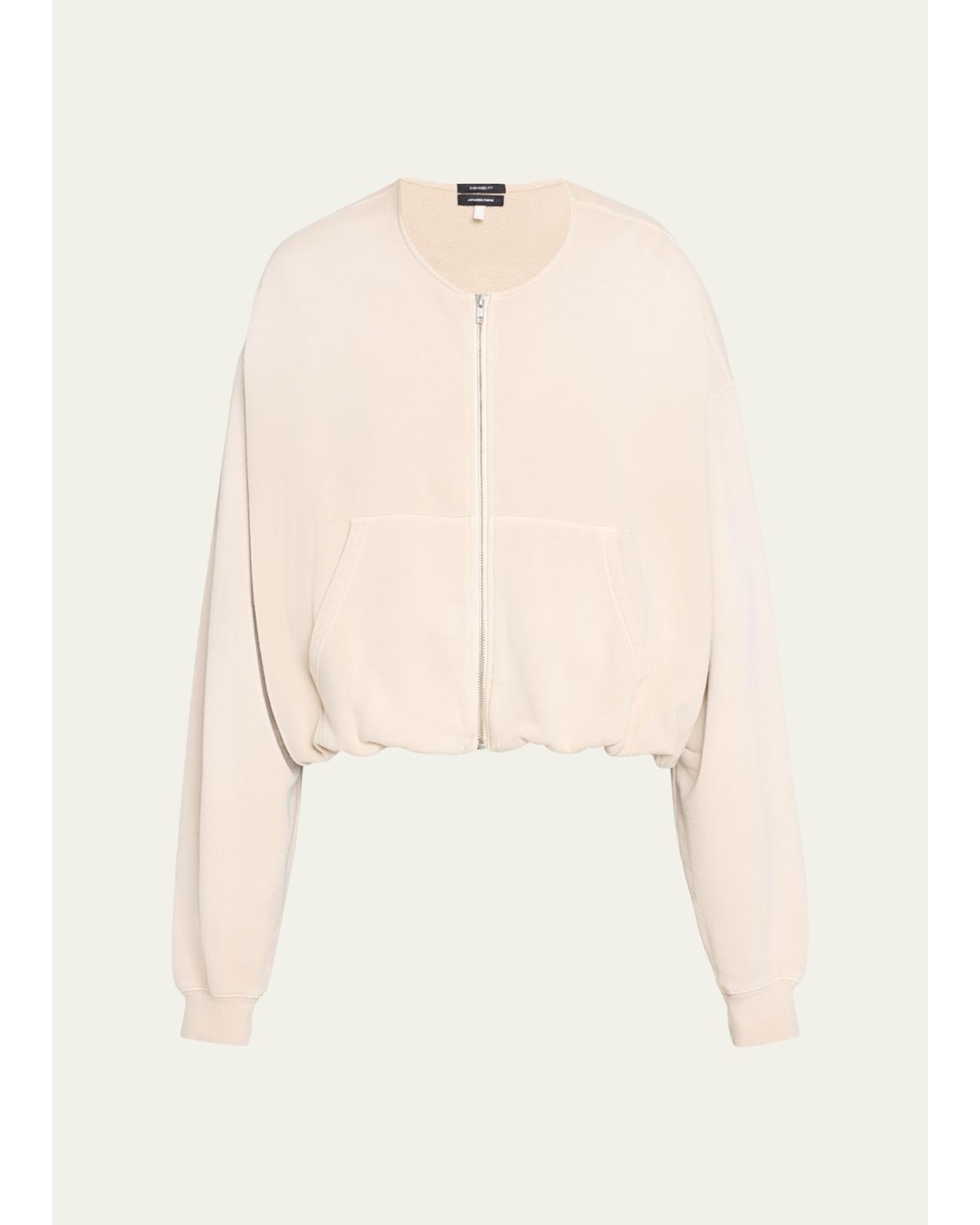 Balloon-Sleeve Cotton Bomber Jacket