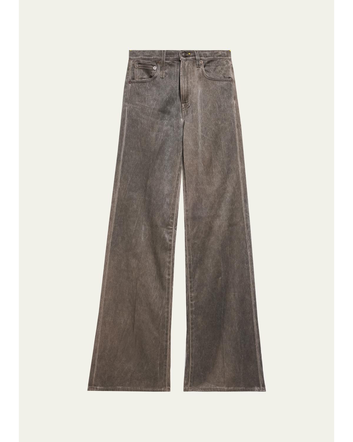 R13 Charlotte Flared Stretch Denim Jeans In Brown