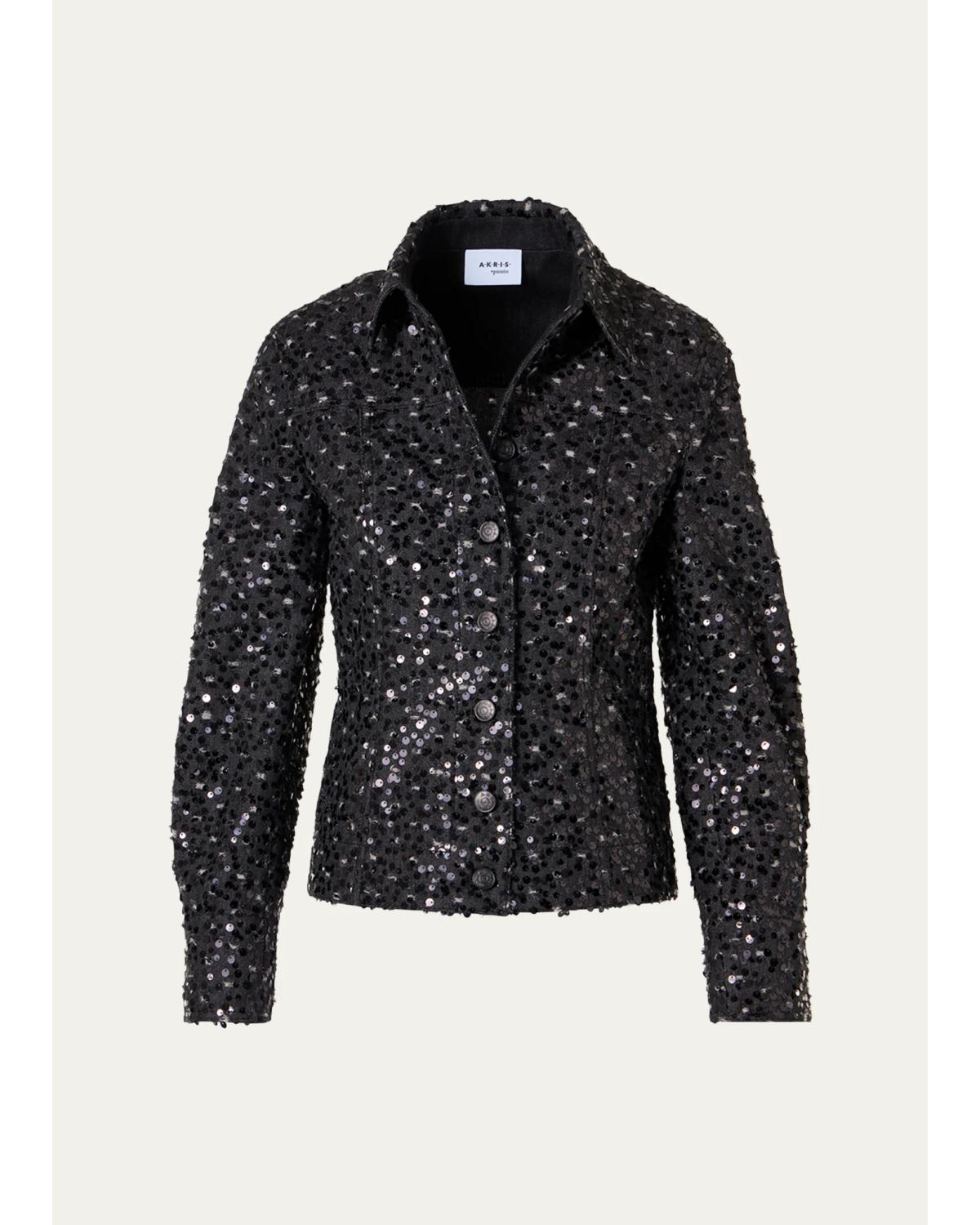 Starry Sequined Denim Jacket