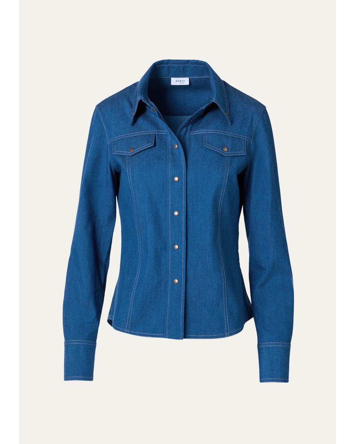 Cotton-Blend Denim Blouse