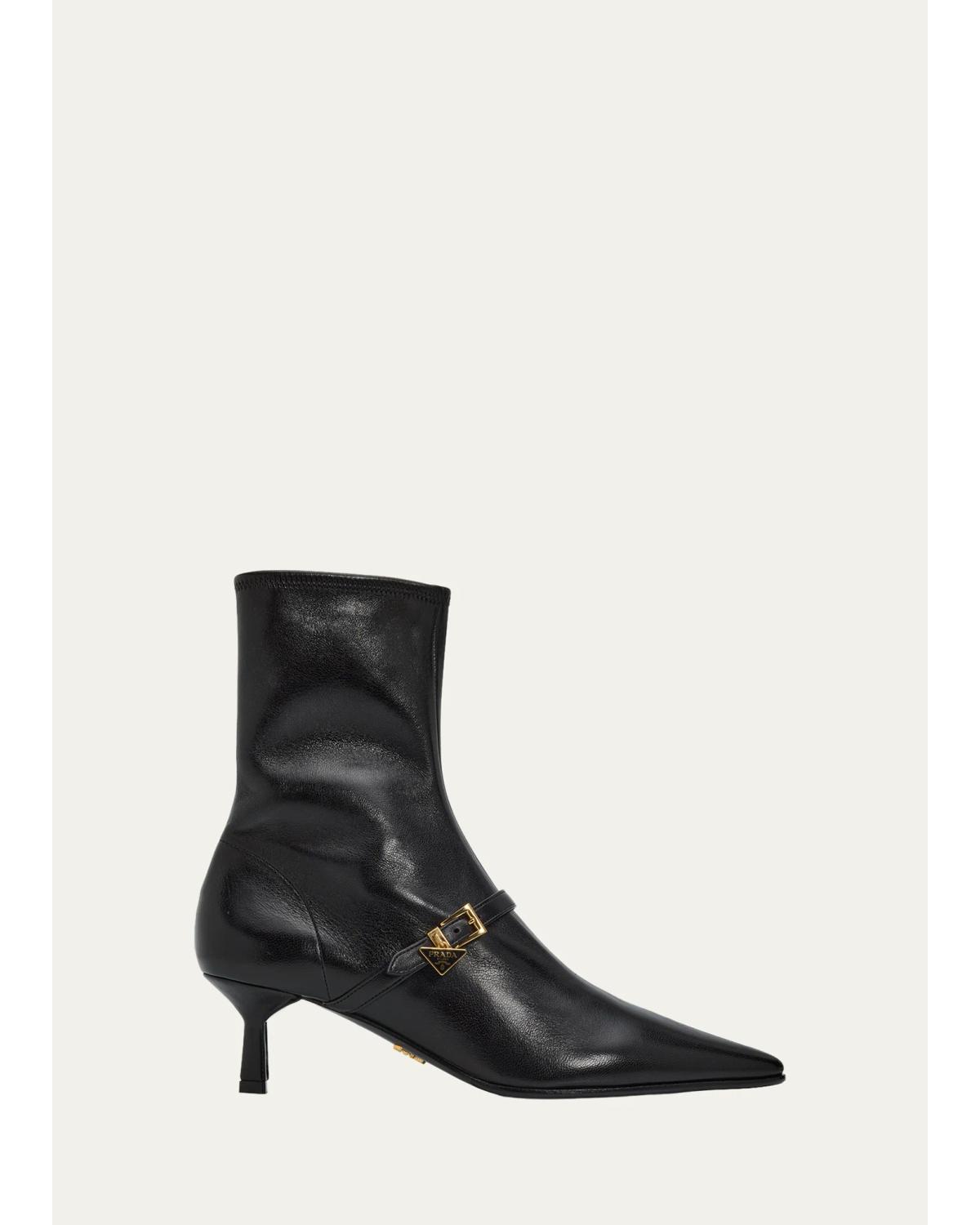 55Mm Stivaletti Leather Ankle Booties