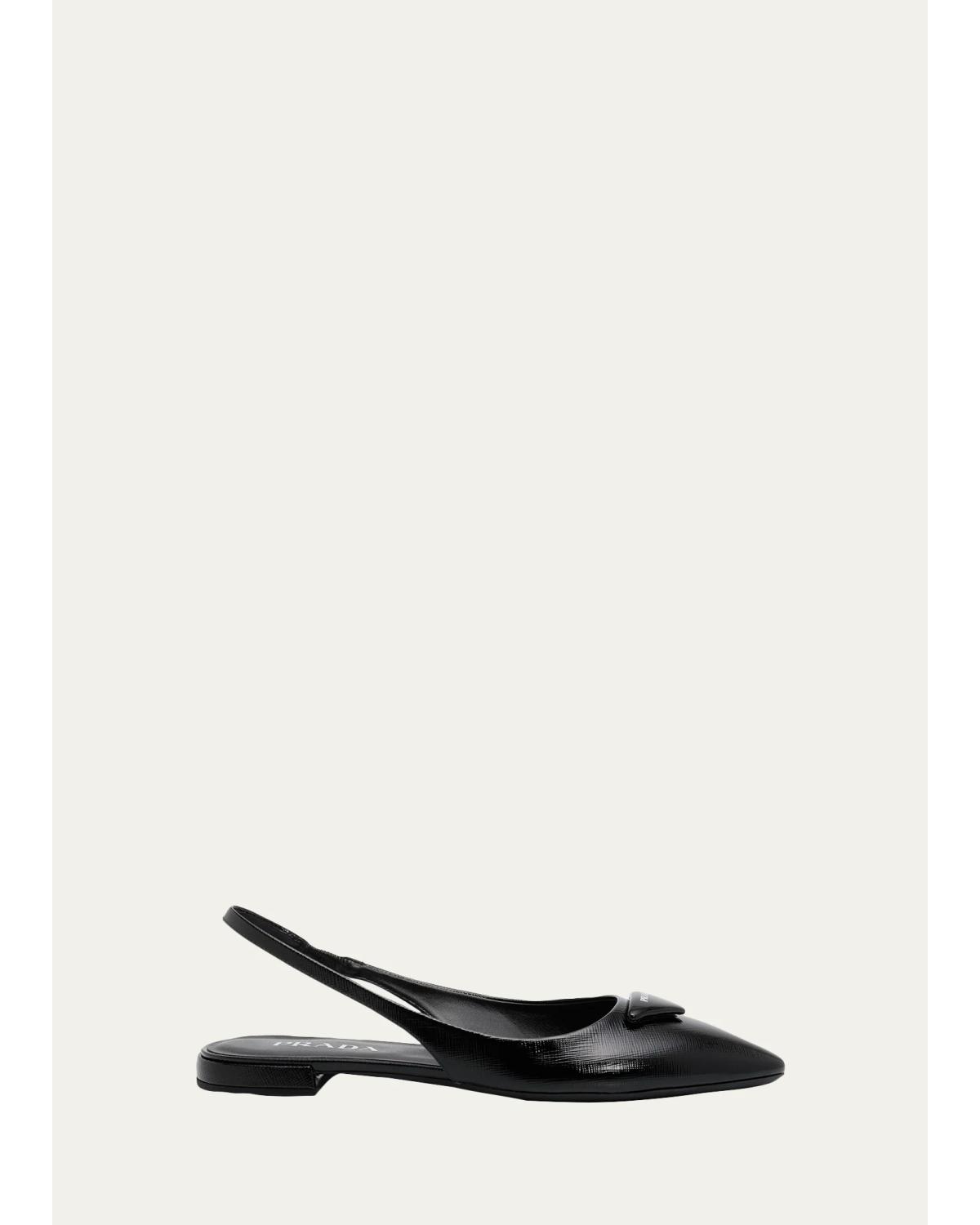 Saffiano Leather Slingback Flats