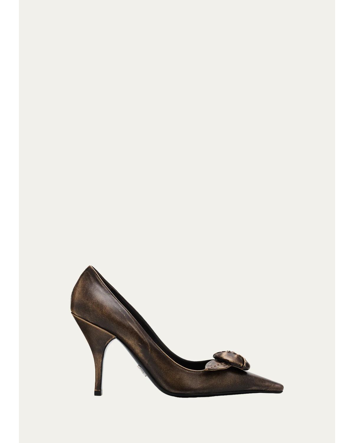 95Mm Rosette Distressed Pumps