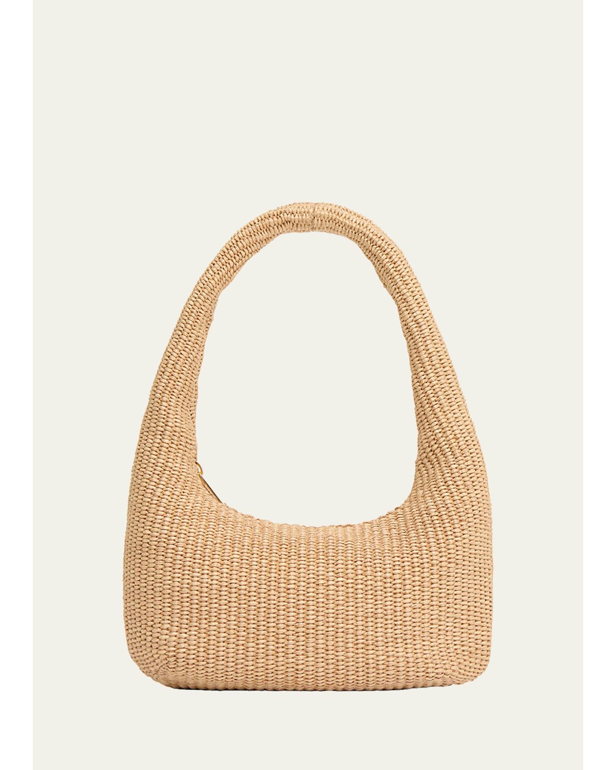 Gnocchi Mini Raffia-Effect Top-Handle Bag