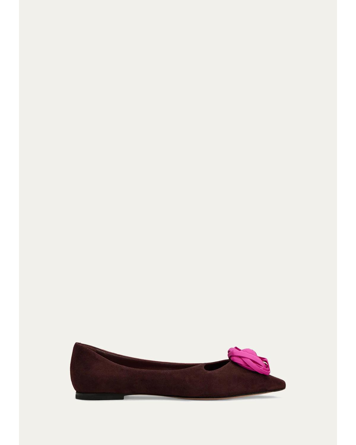 I Love Vivier Rosette Suede Ballerina Flats