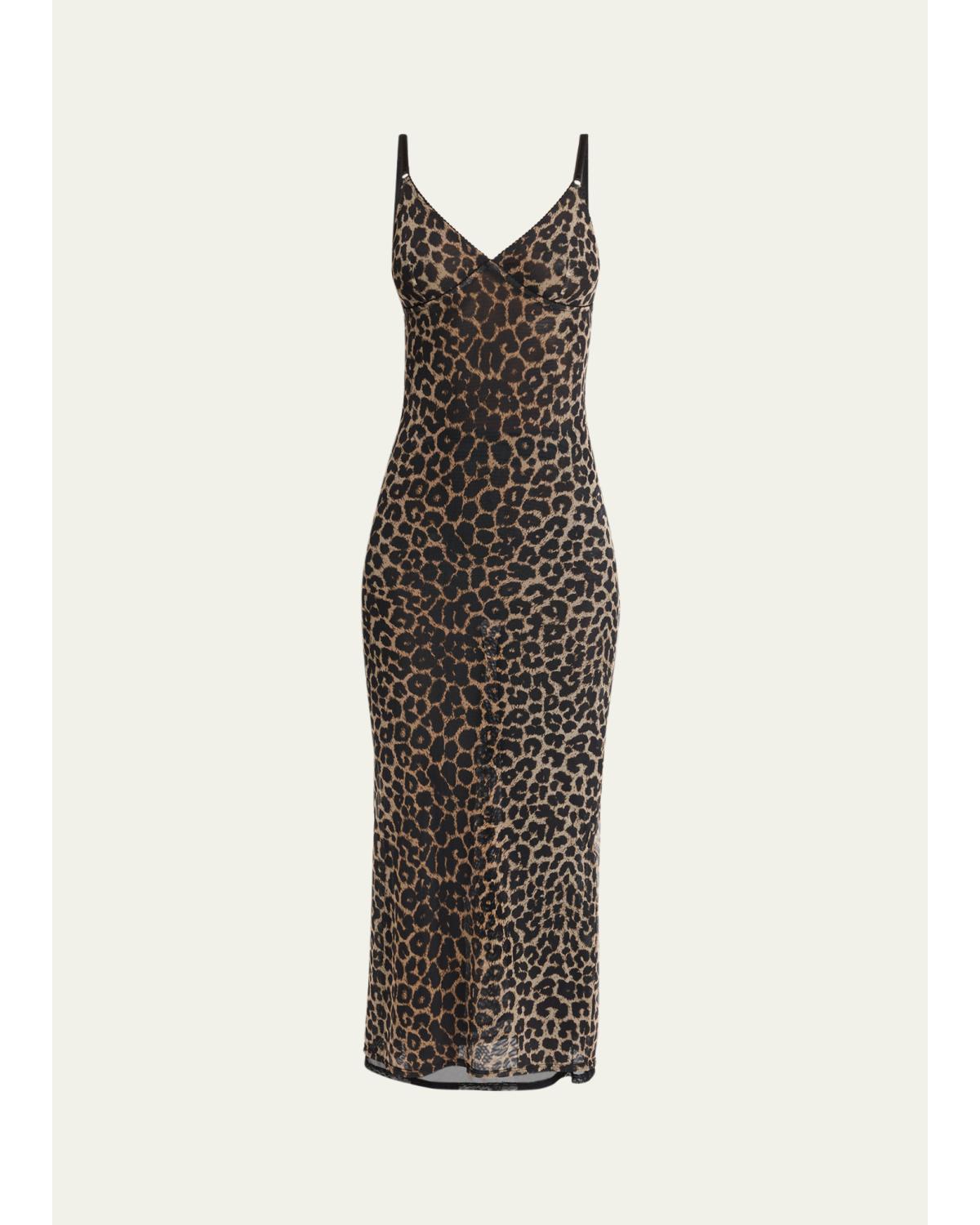 Leopard Tulle Slip Dress