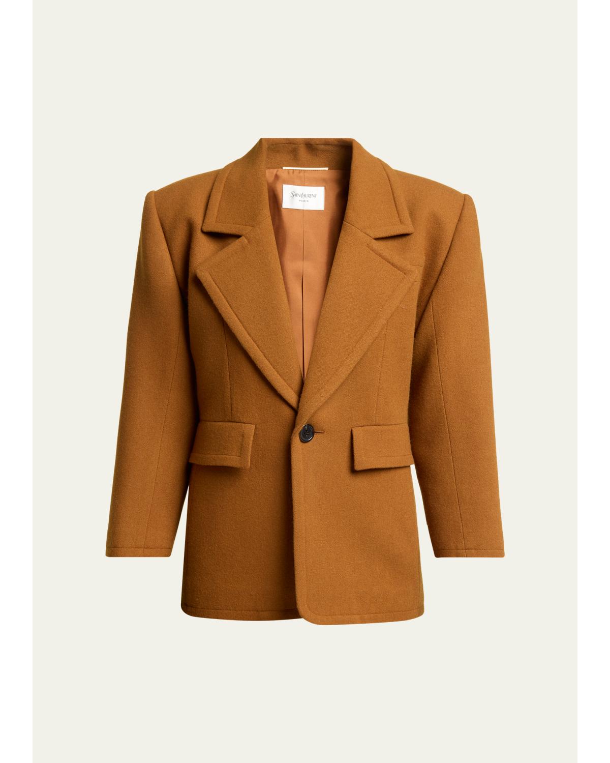 Brushed Wool Single-Breasted Jacket