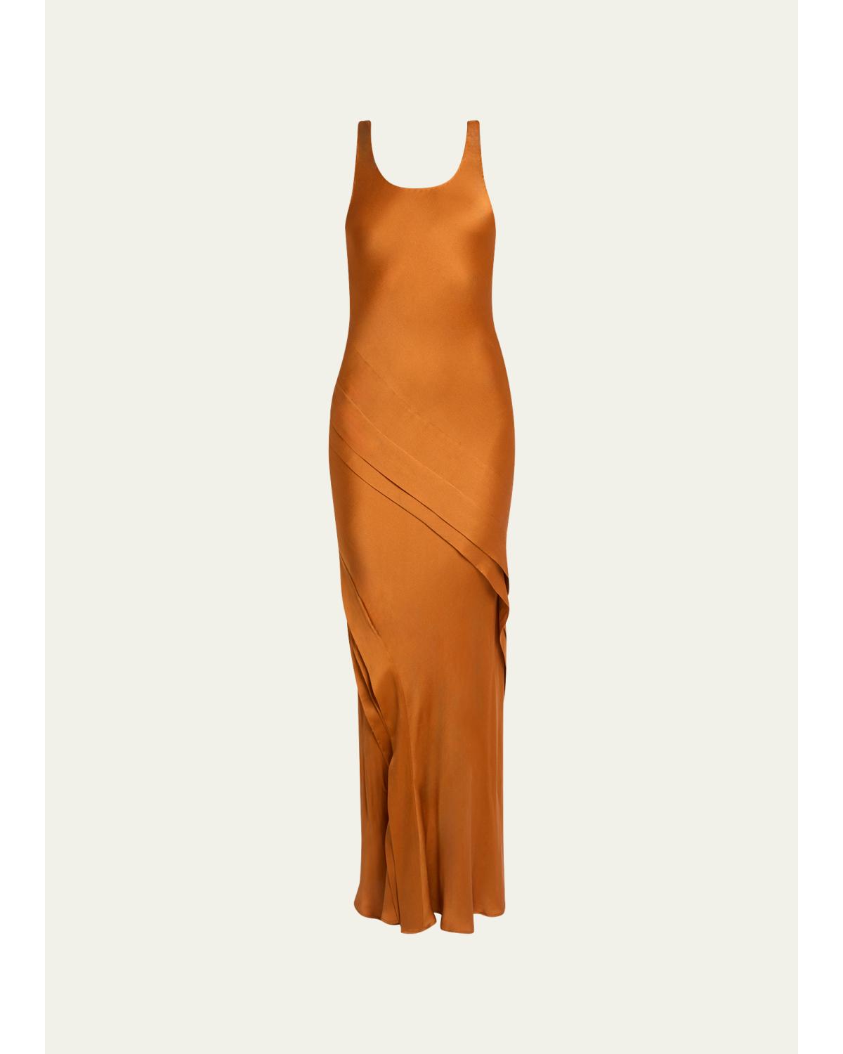 Sleeveless Draped Silk Tank Dress
