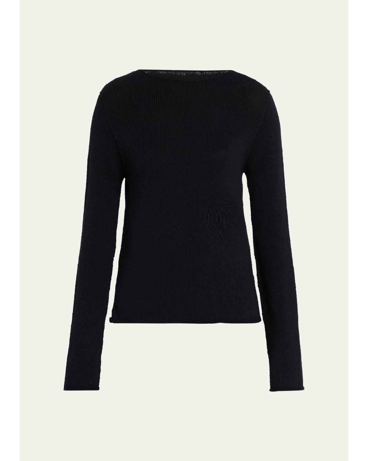 Omiko Cotton-Linen Knit Long-Sleeve Top