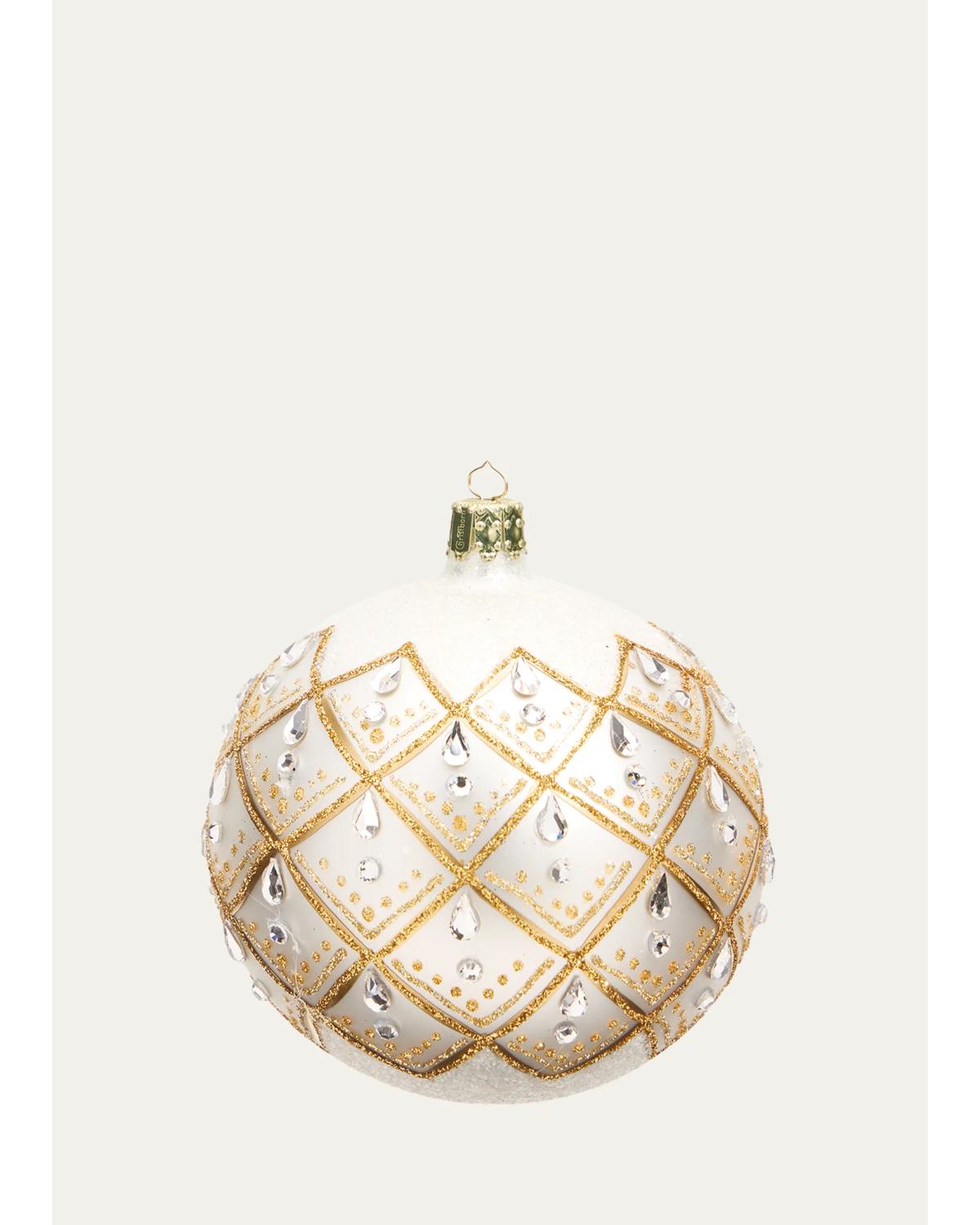 Bergdorf Goodman Glitter Lattice Ball Christmas Ornament In Brown