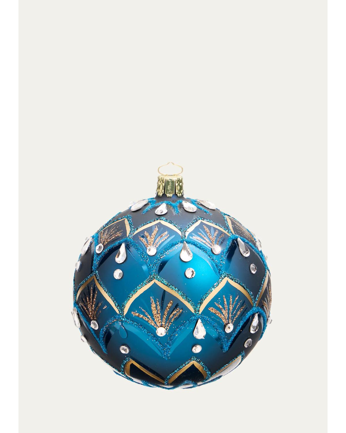Bergdorf Goodman Art Deco Blue Christmas Ornament
