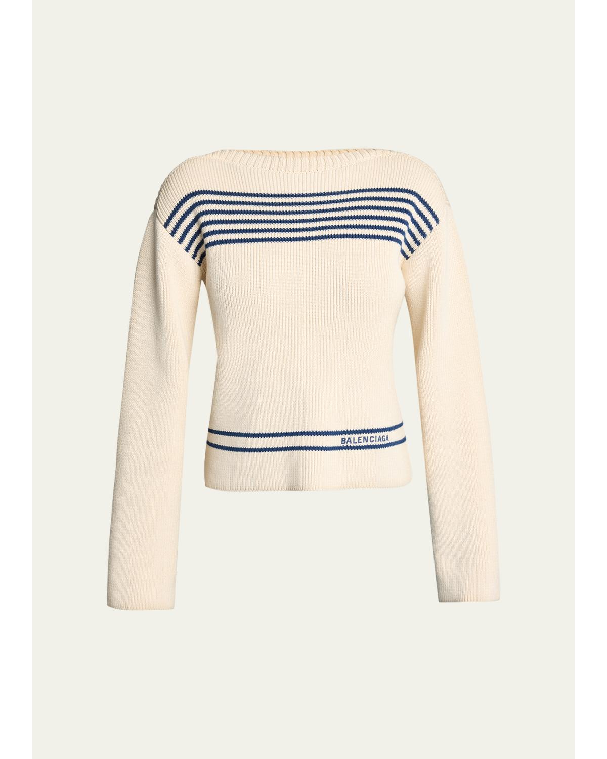 Mariniere Striped Cotton Knit Boat-Neck Sweater