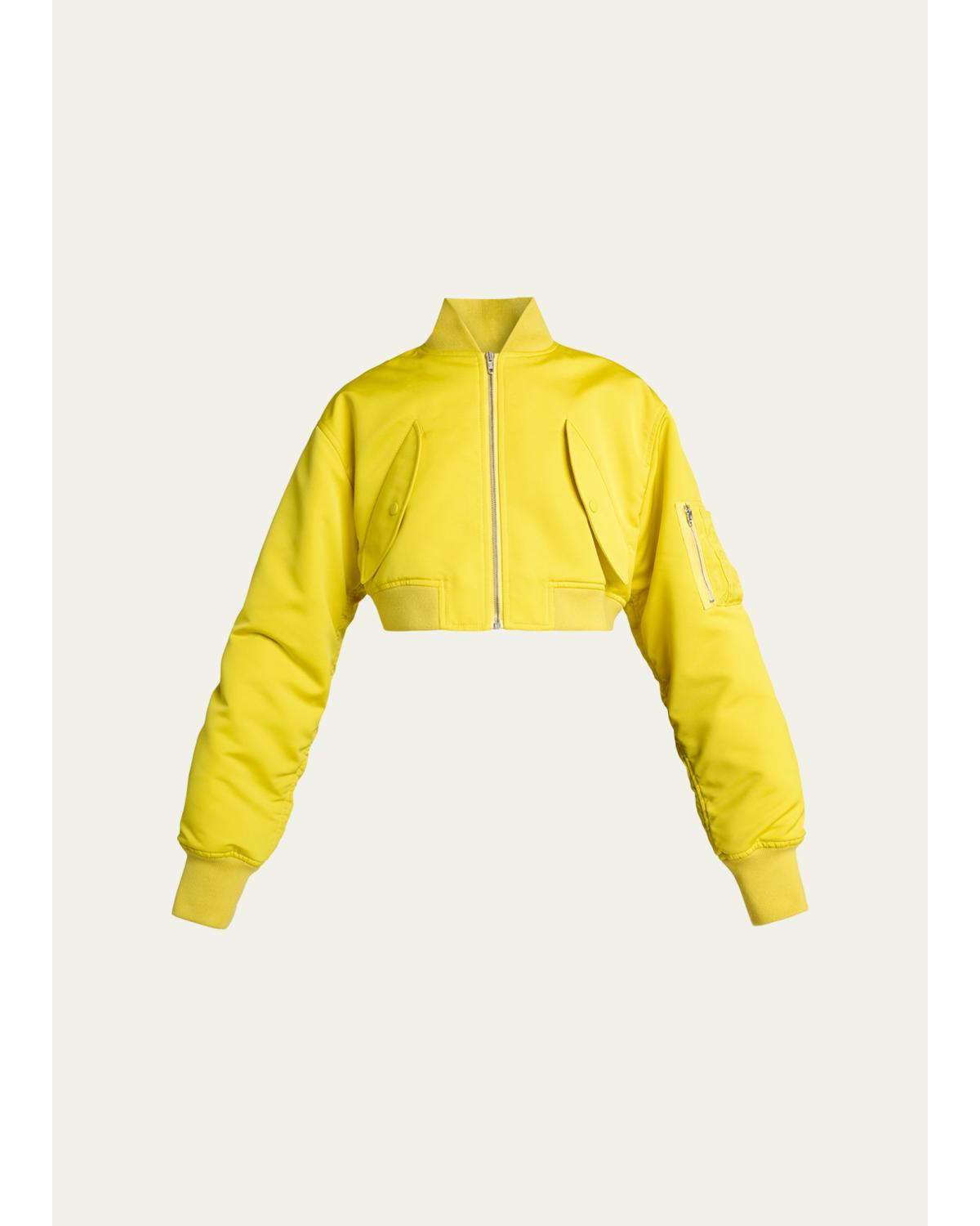 Technical Faille Crop Bomber Jacket