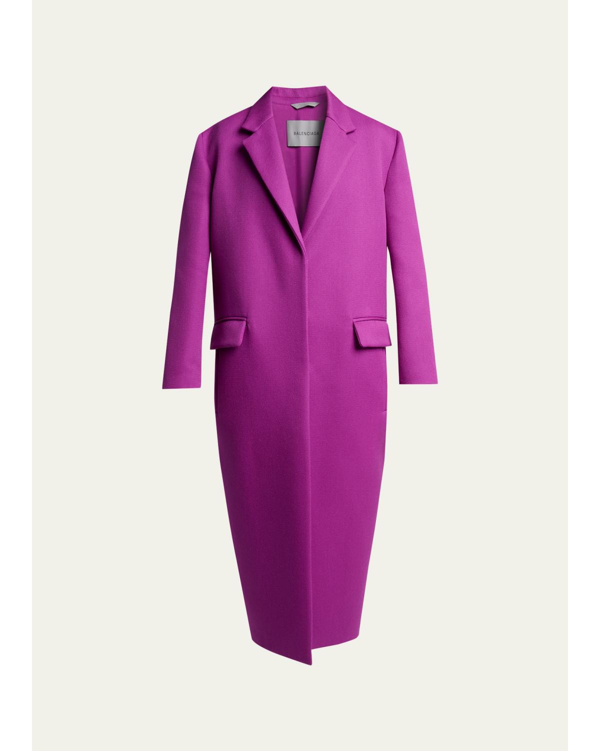Chunky Wool Gabardine Long Sack Coat
