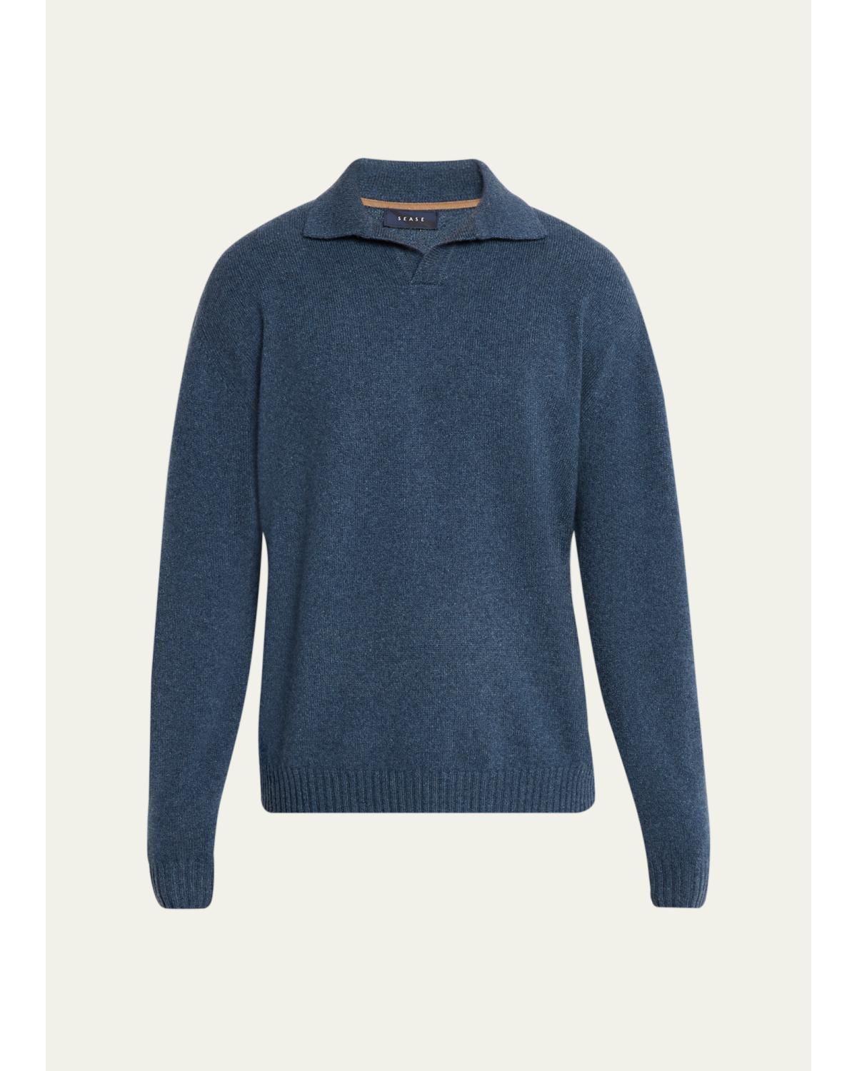 Men'S Coarsehair Cashmere Polo Shirt