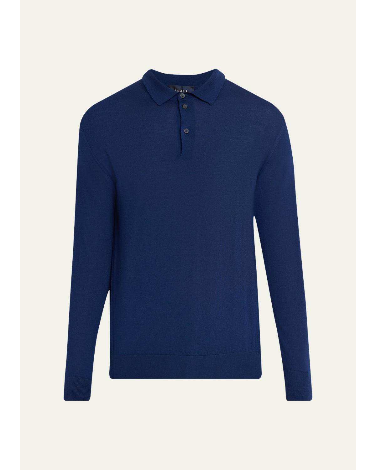 Men'S Cashmere Fine Knit Polo-Neck Sweater