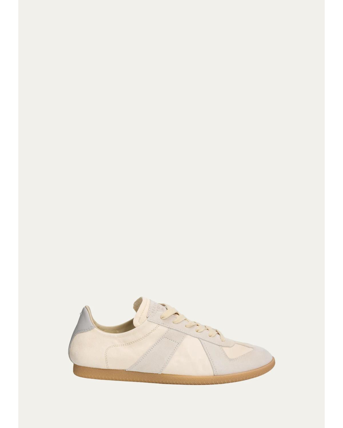 Replica Mixed Leather Low-Top Sneakers