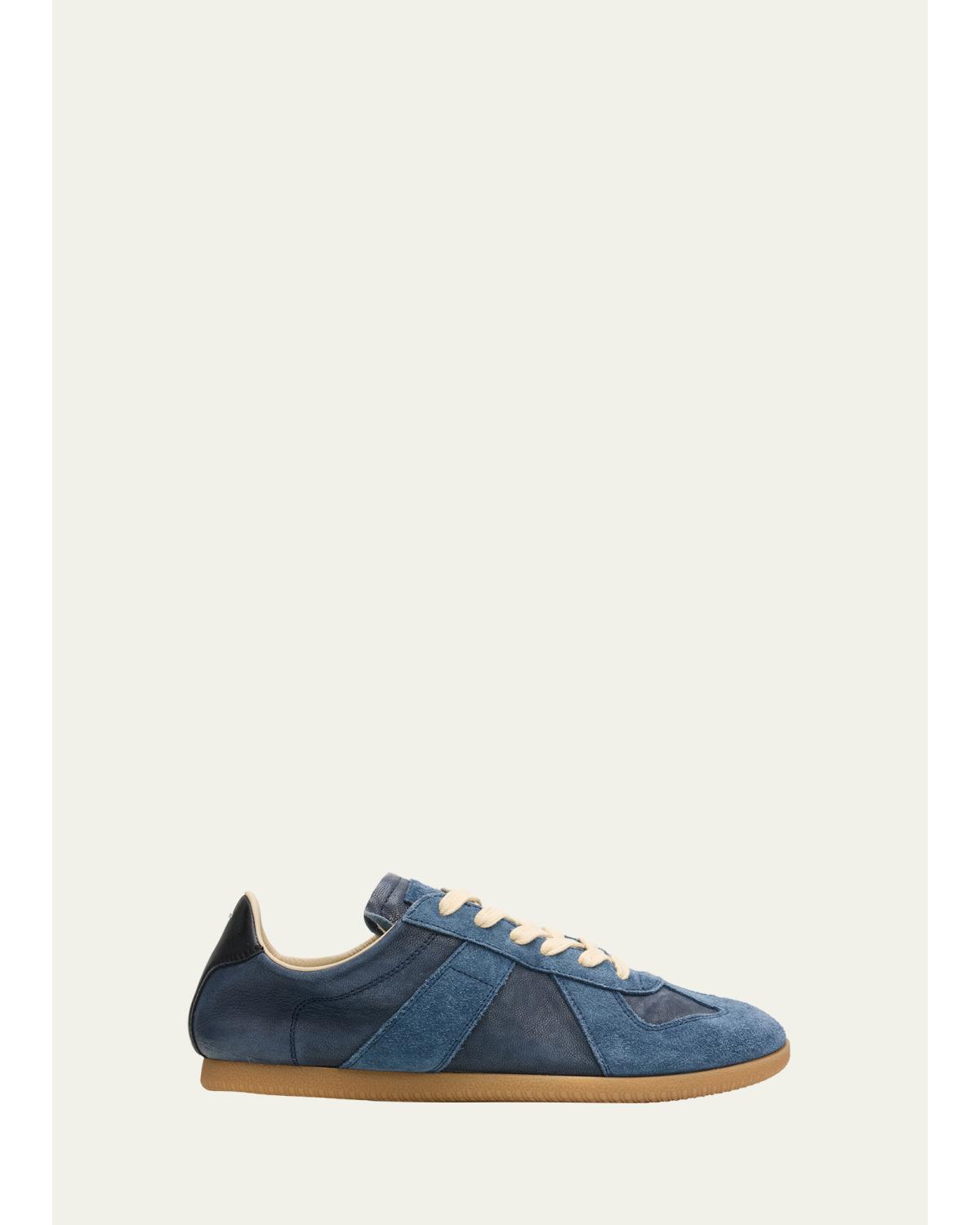 Replica Mixed Leather Low-Top Sneakers