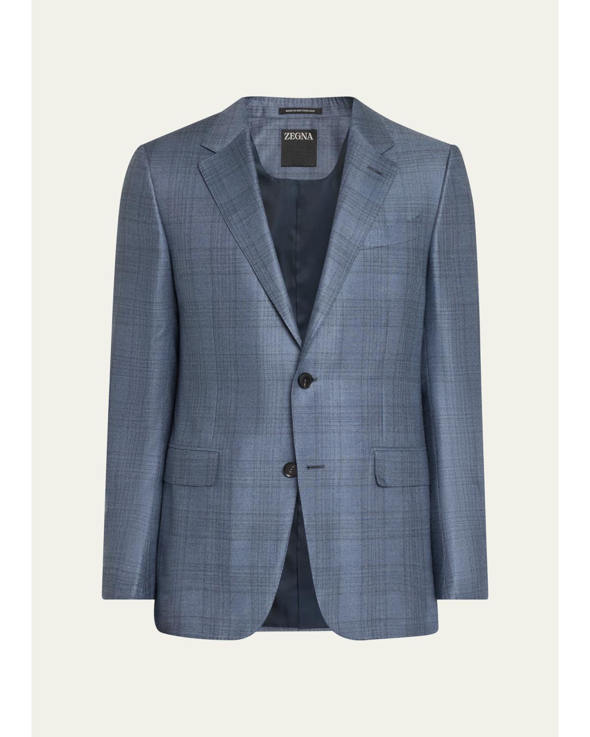 Men'S Cashmere And Silk Plaid Sport Coat