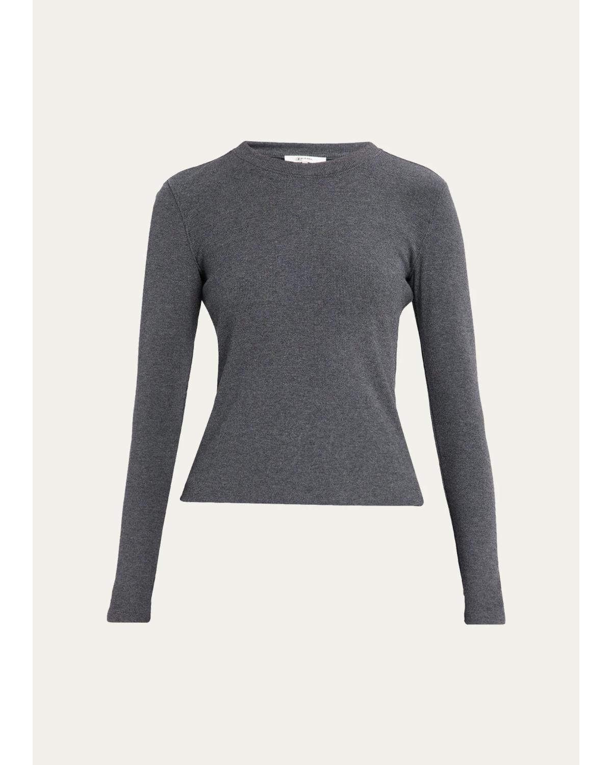 The Long-Sleeve Rib Crewneck Top