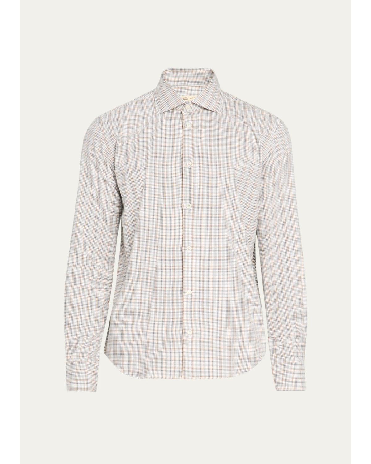 Men'S Santini Micro-Check Cotton Shirt