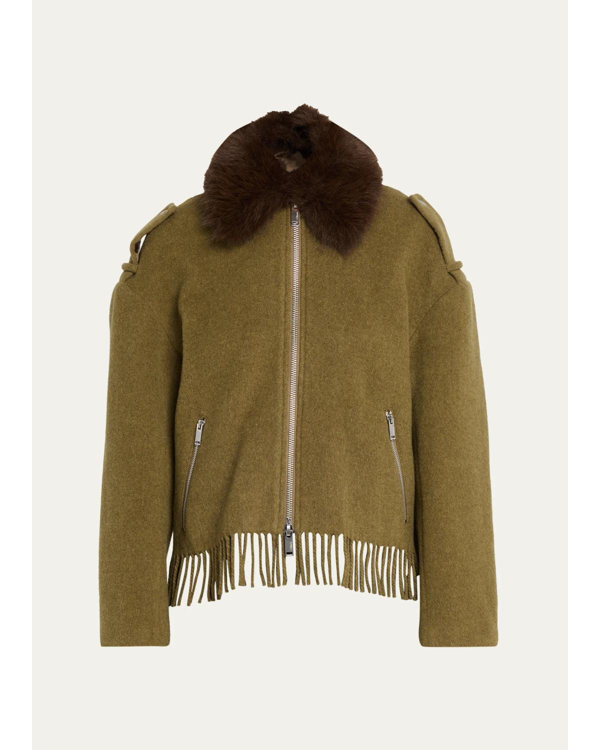 Wool-Blend Scarf-Hem Jacket