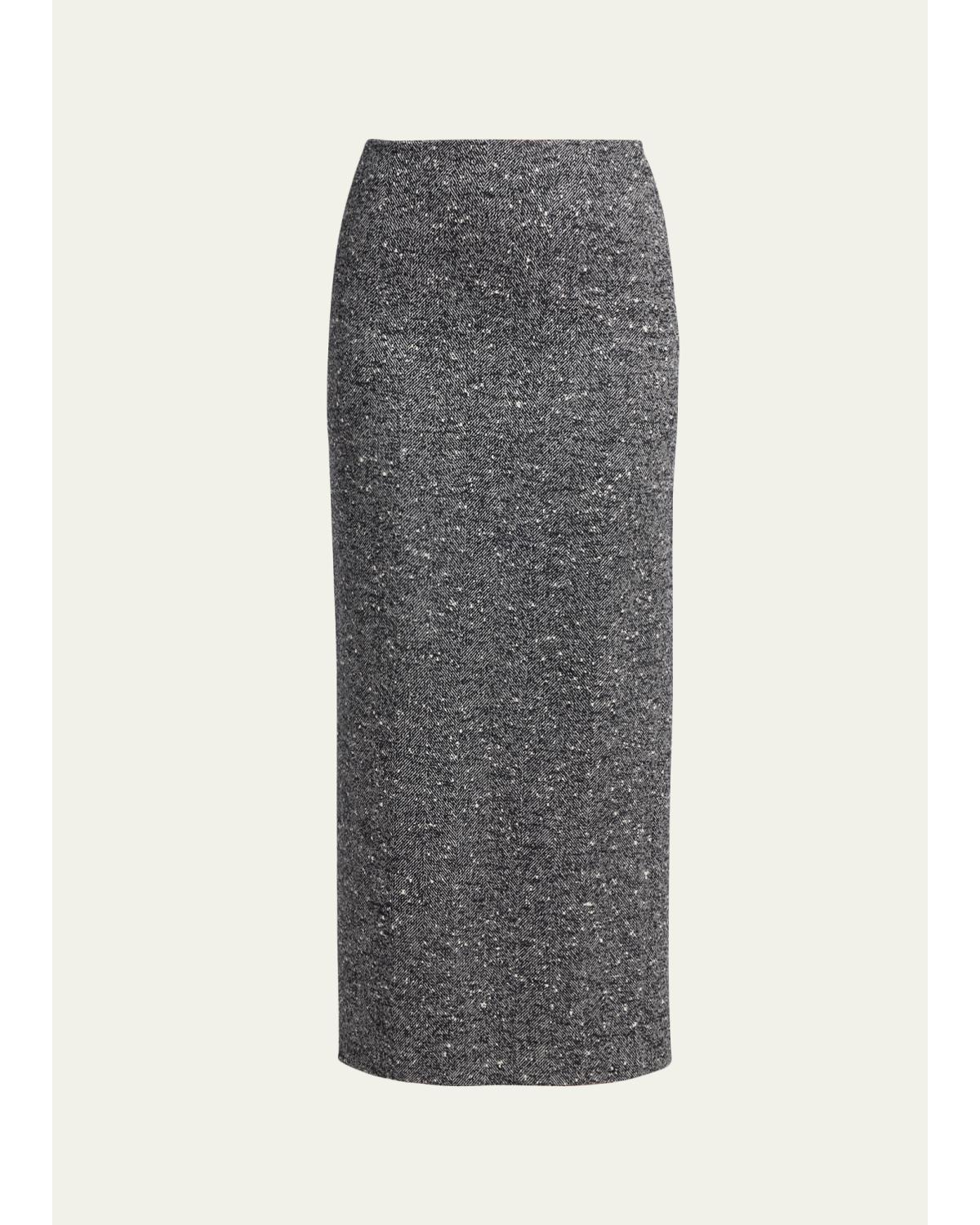 Herringbone Draped Slit Midi