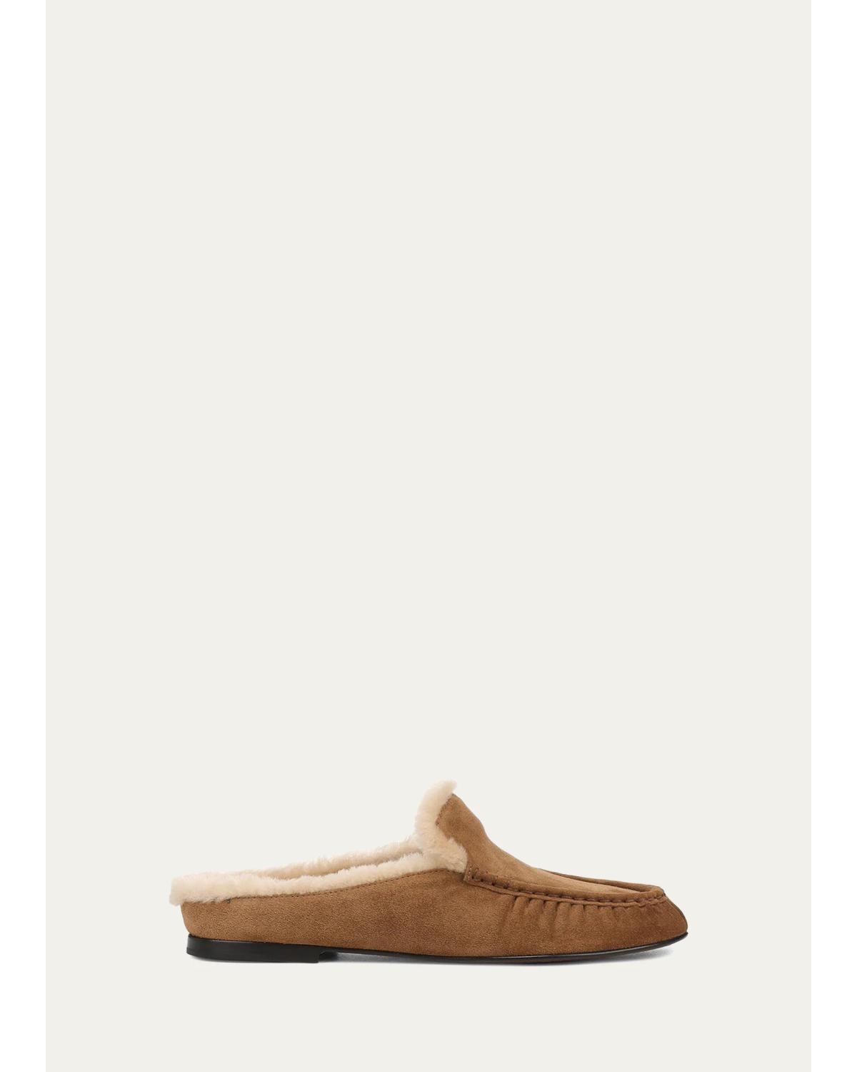 Vince Tevin Suede Shearling-lined Loafers In Brown