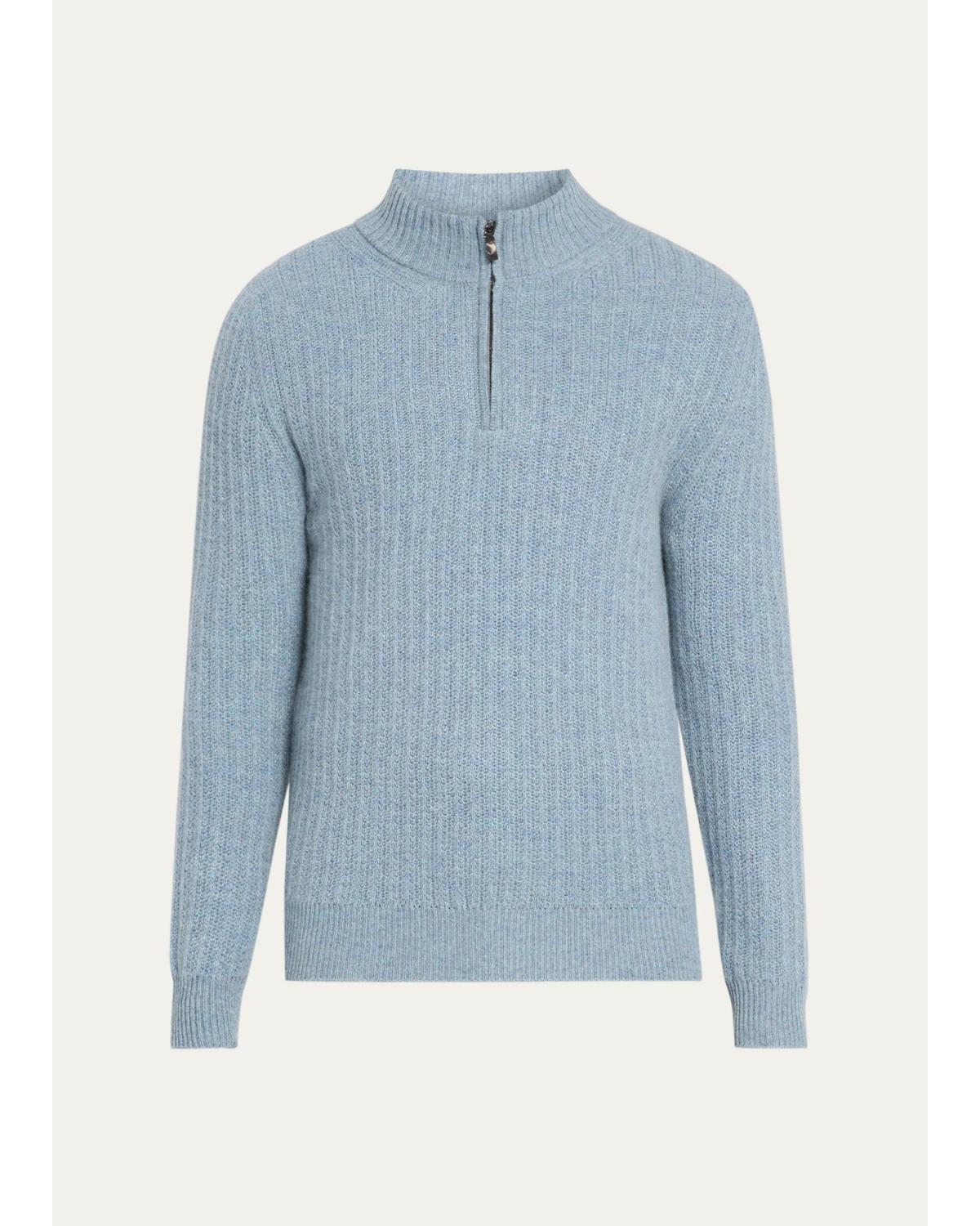 Men'S Canova Cotton Rib-Knit Half-Zip Sweater