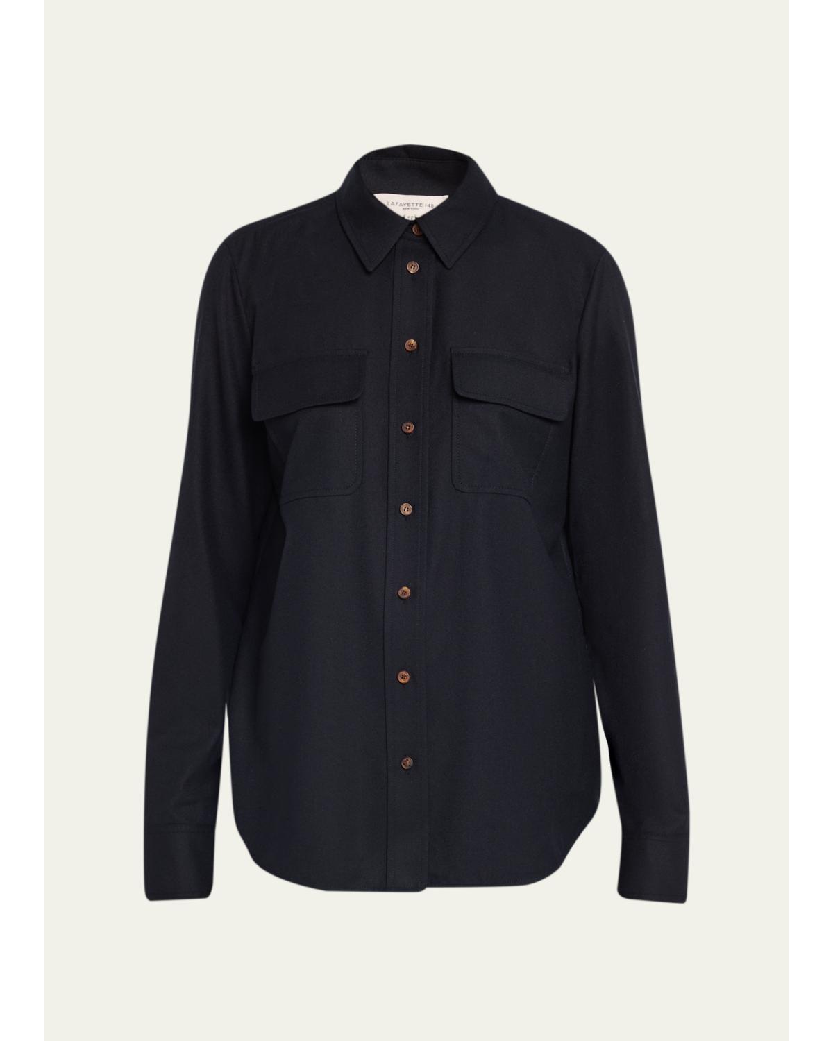 Brushed Wool Button-Front Shirt