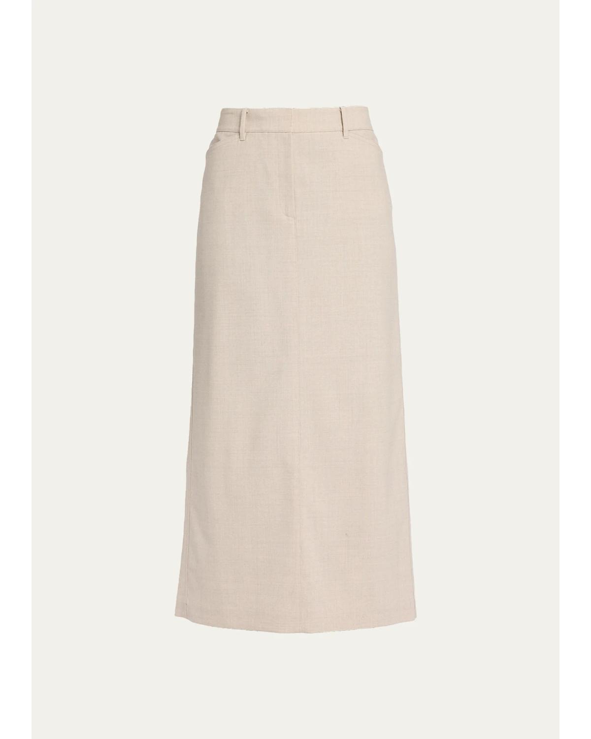 Stretch Wool Column Trouser Midi