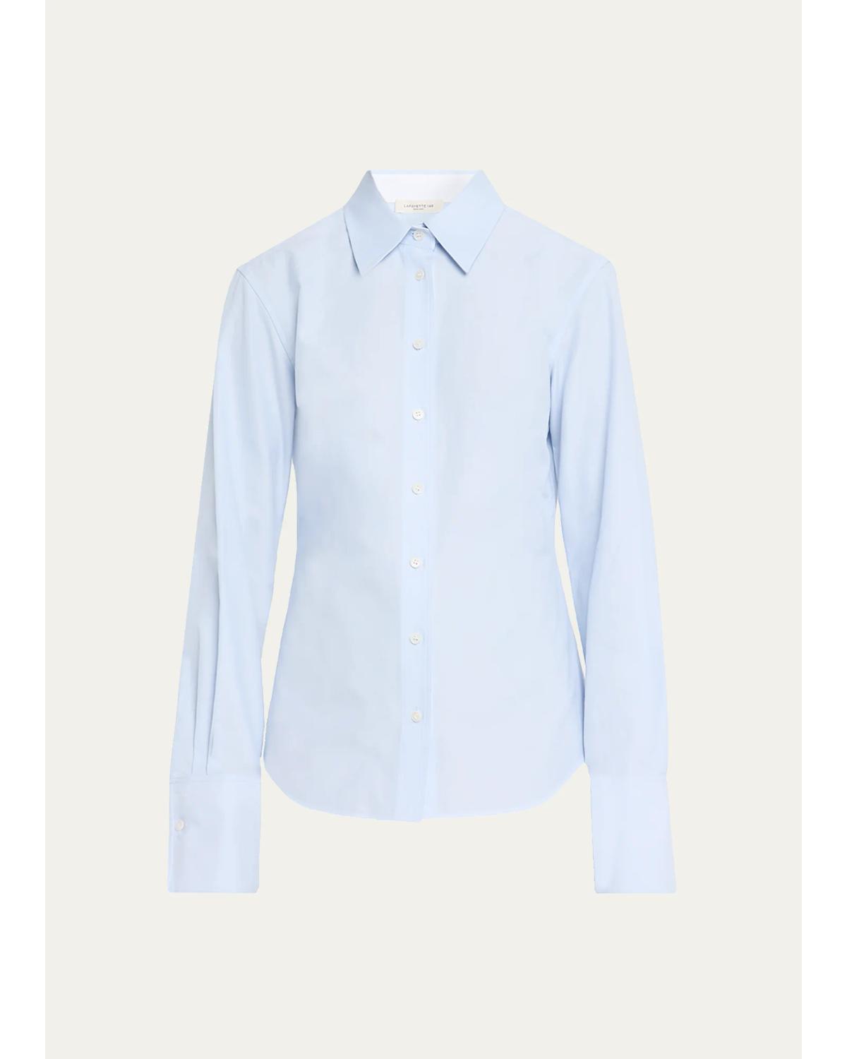 Pleated-Sleeve Cotton Shirt