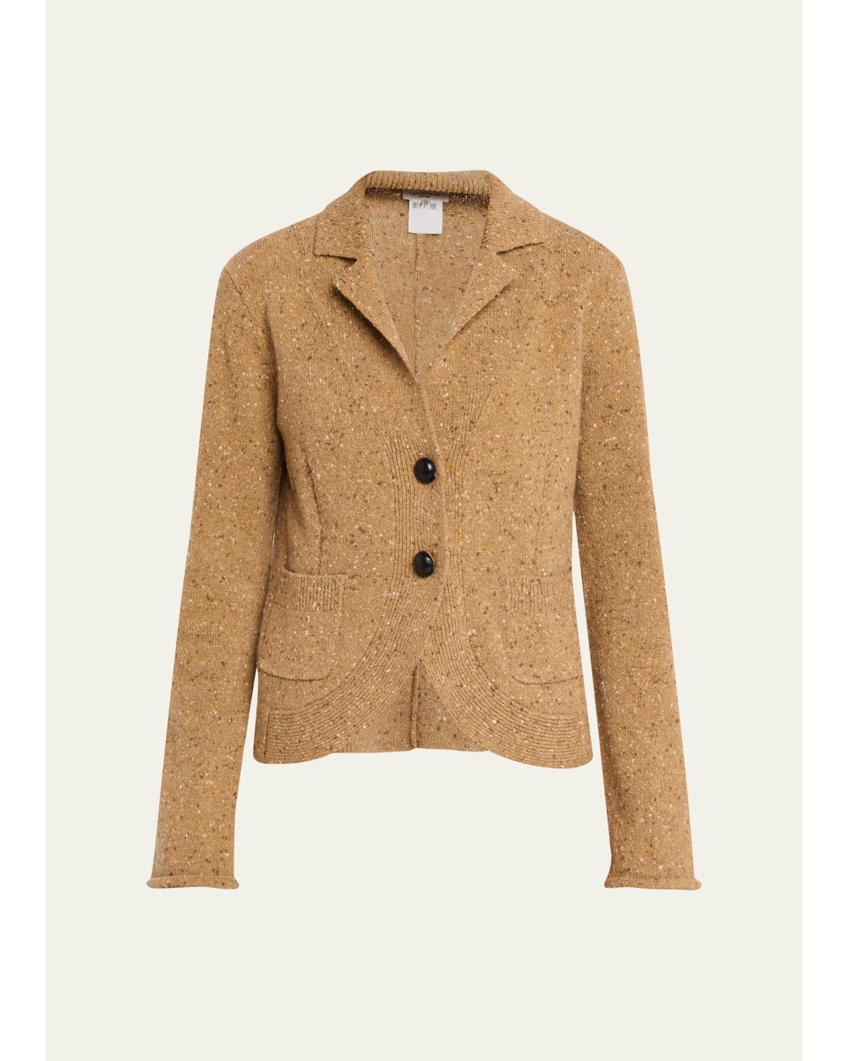 Donegal Curved-Hem Cashmere Jacket