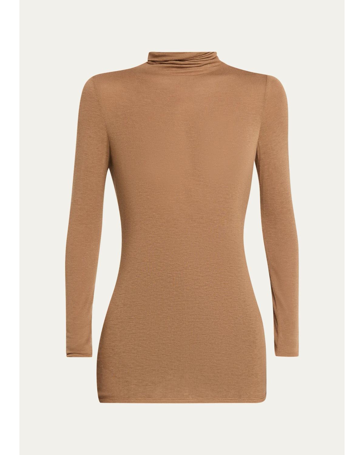 Elongated Viscose-Cashmere Jersey Turtleneck