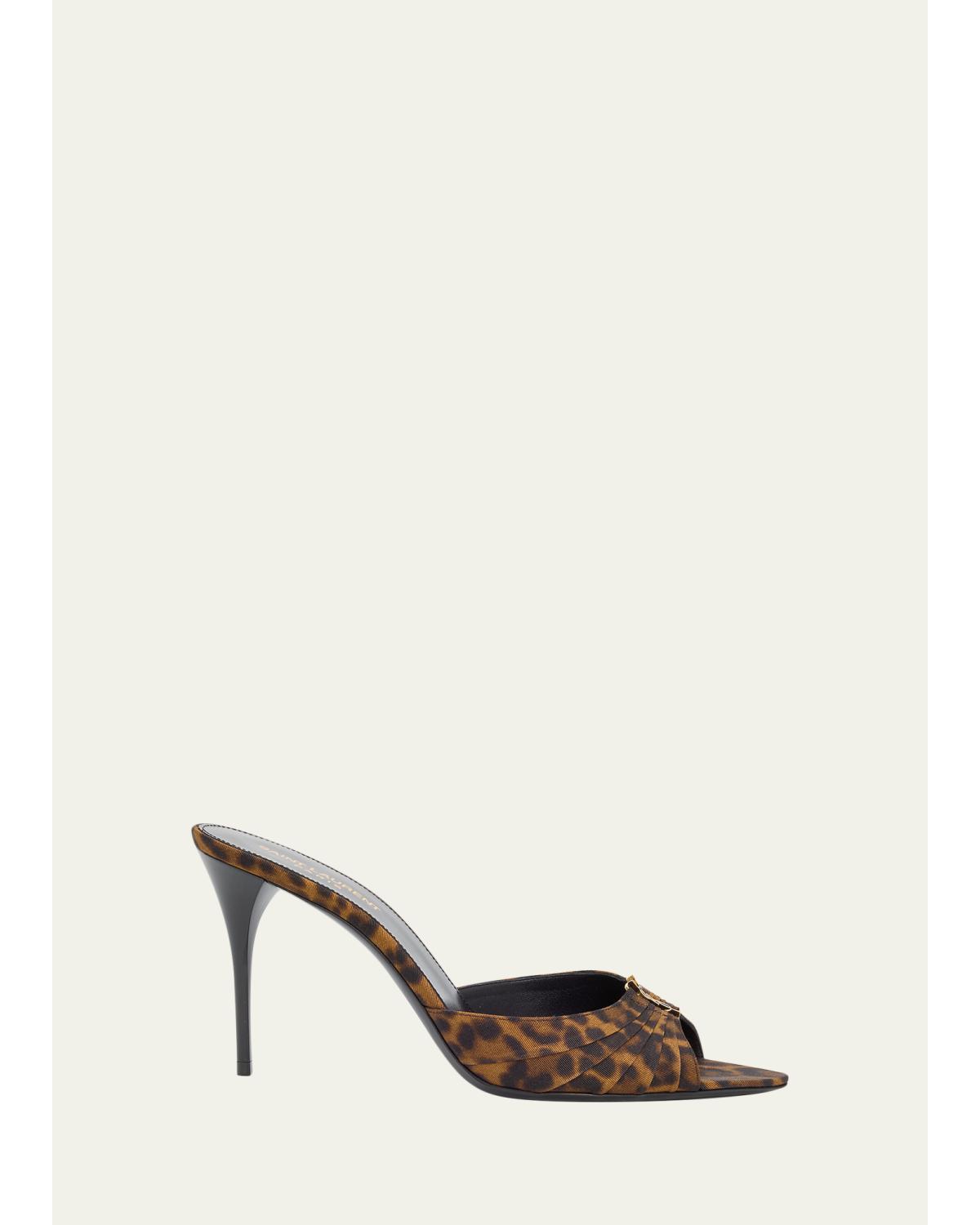 90Mm Leopard Grosgrain Mule Pumps