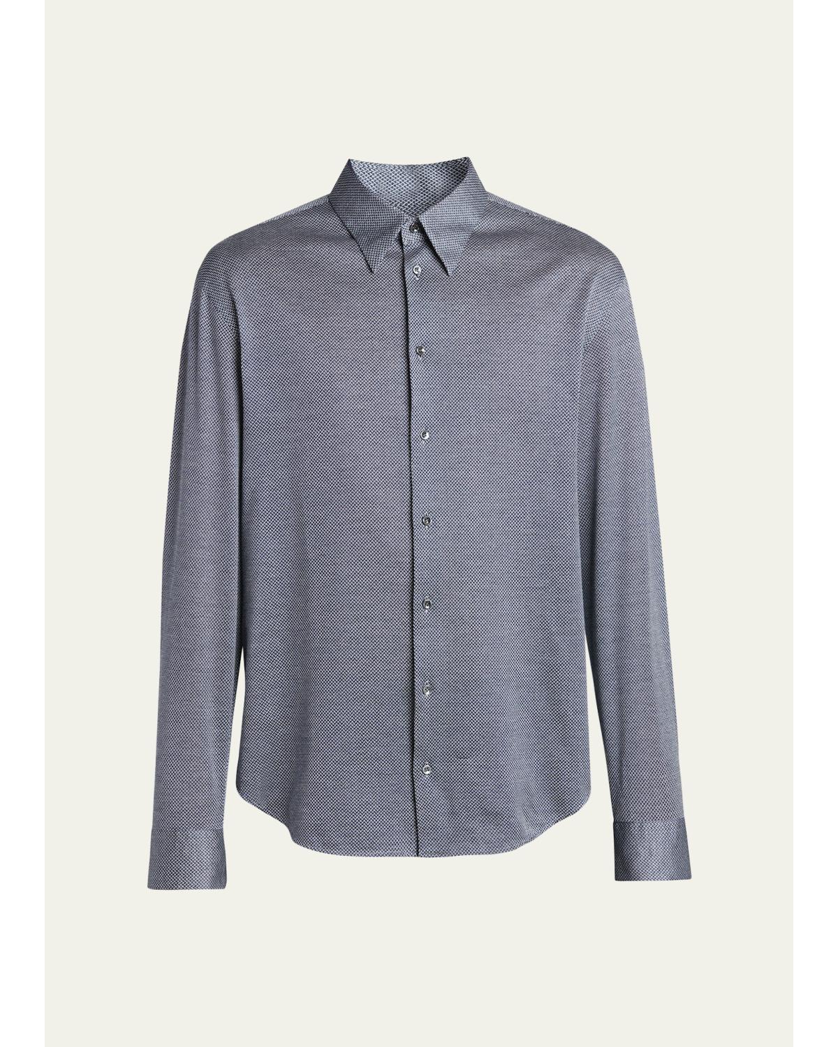 Men'S Cotton Micro-Geometric Sport Shirt