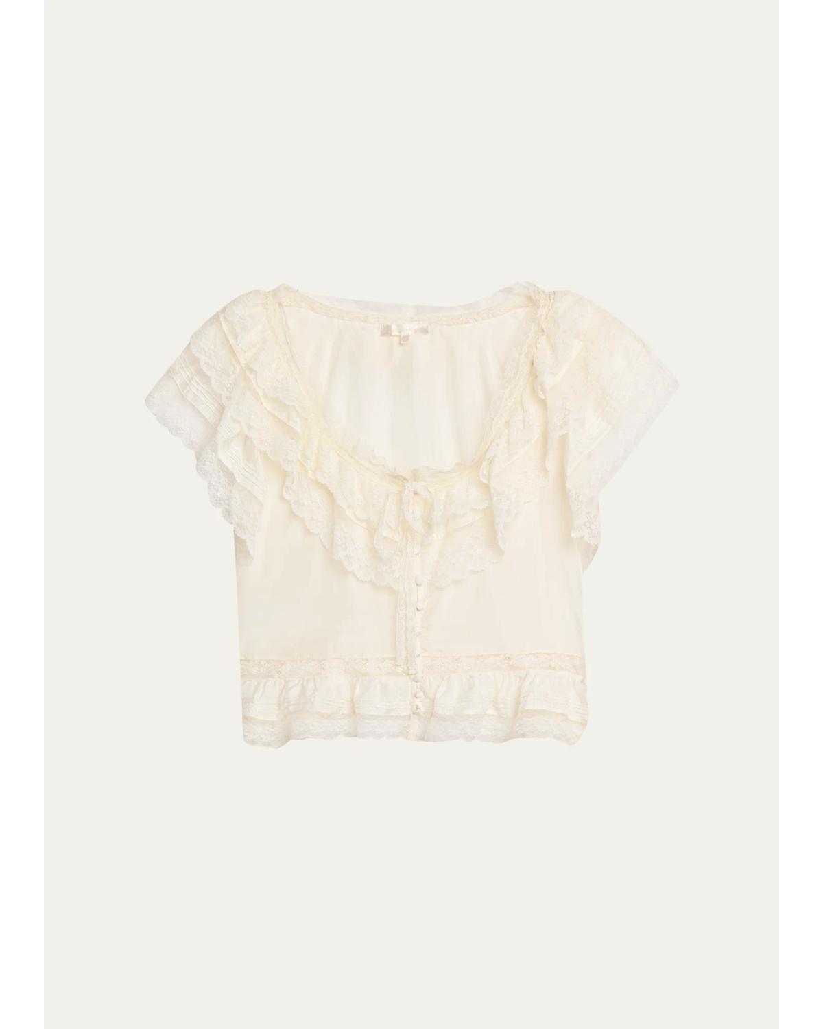 Persine Silk Ruffle Top