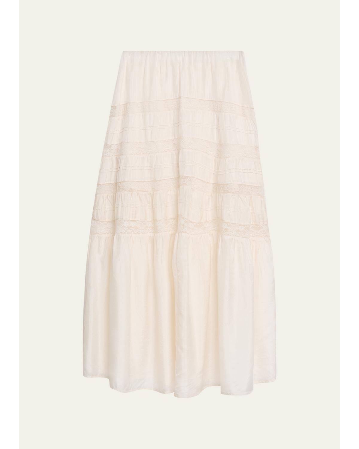 Nivine Silk Lace Maxi Skirt