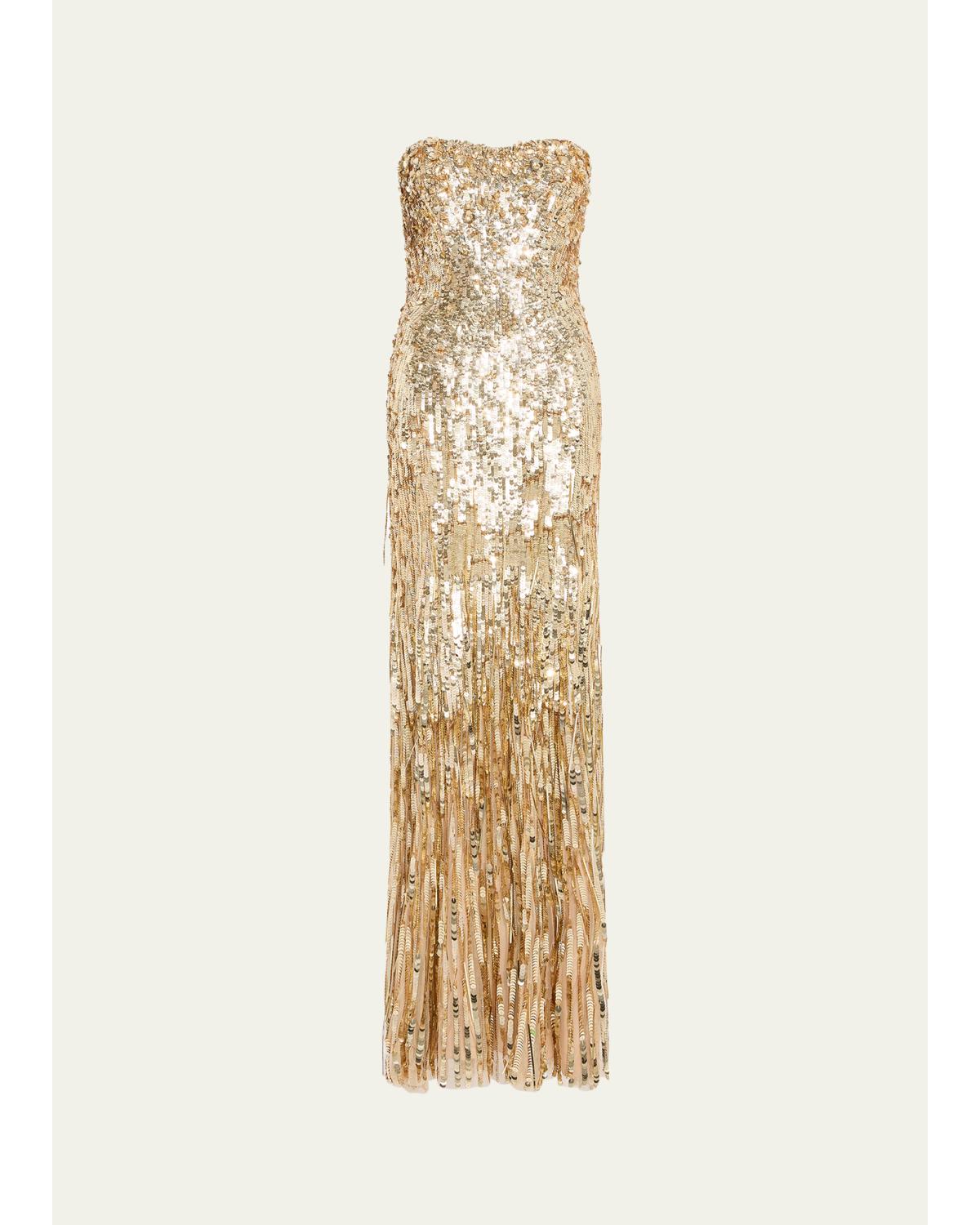 Kimi Strapless Textured Sequin Gown