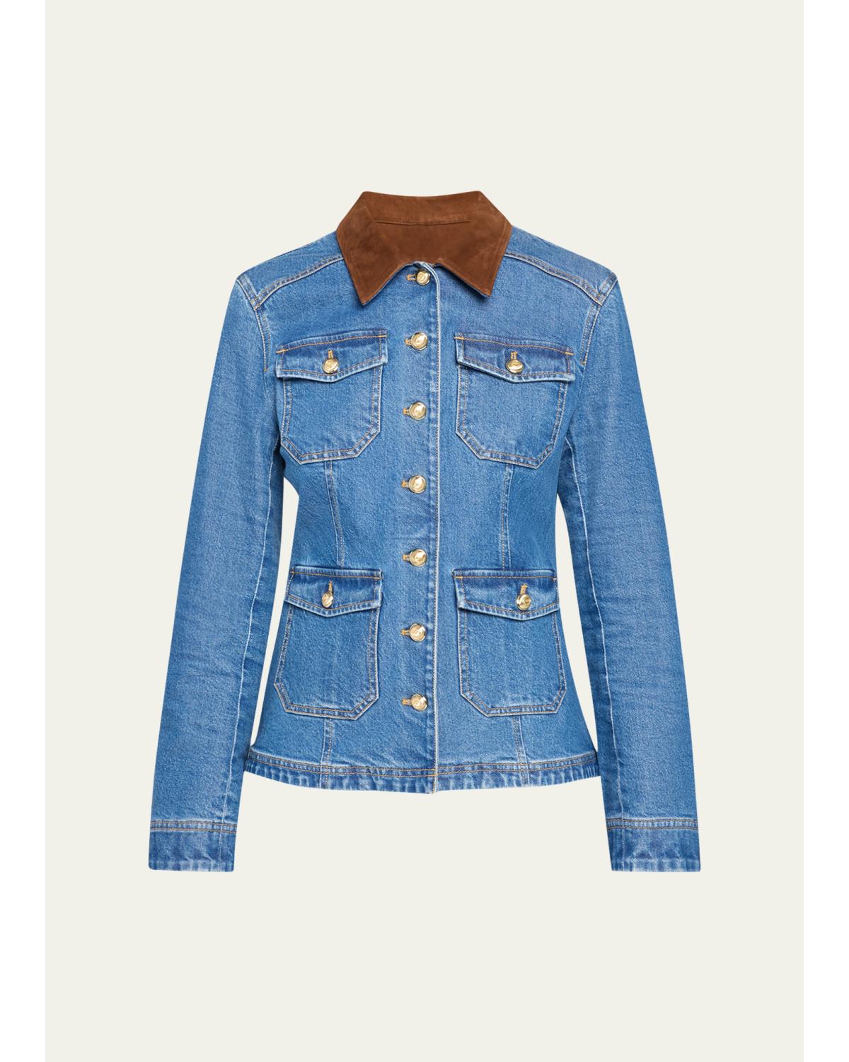 Katniss Suede Collar Denim Jacket