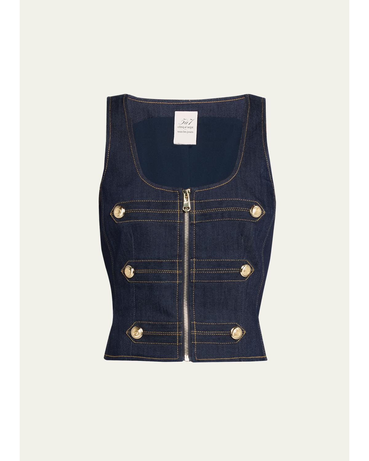 Abbot Denim Zip-Front Top