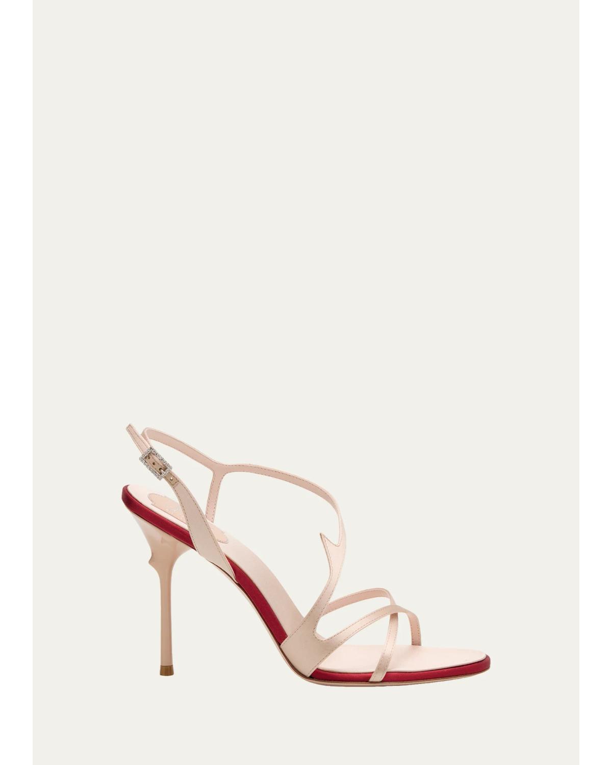 100Mm Epine Satin Asymmetric Crisscross Sandals