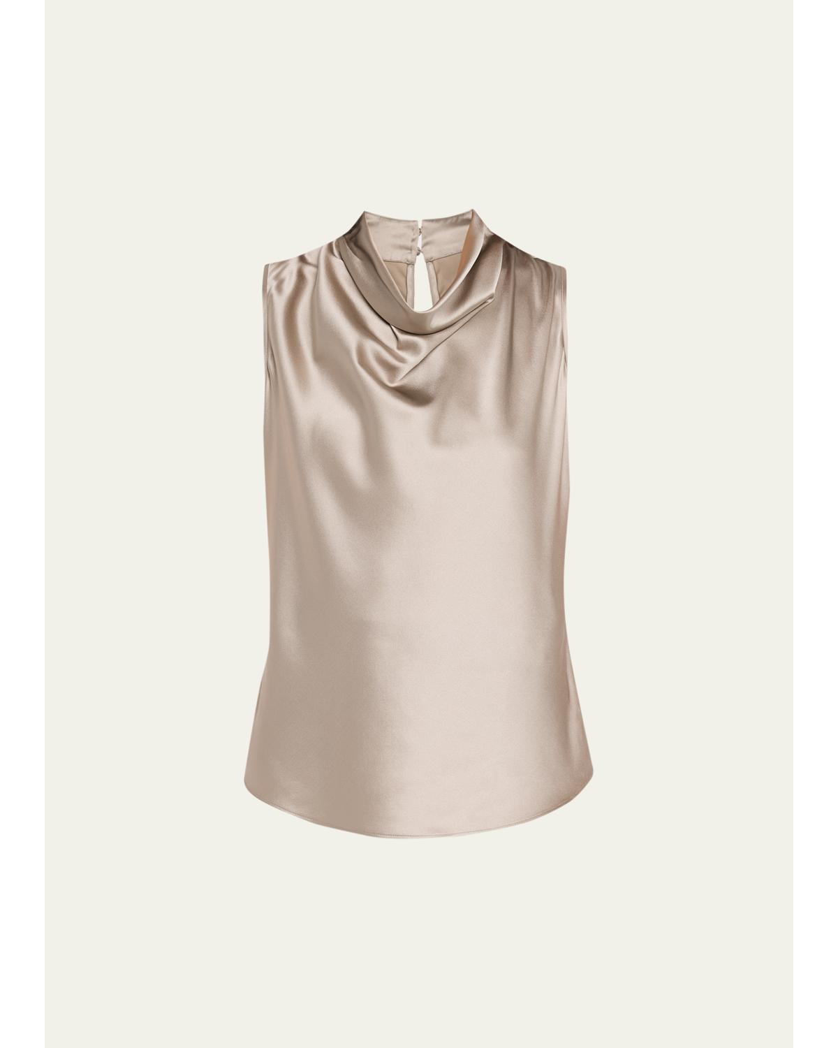 Tam Silk-Blend Cowlneck Top