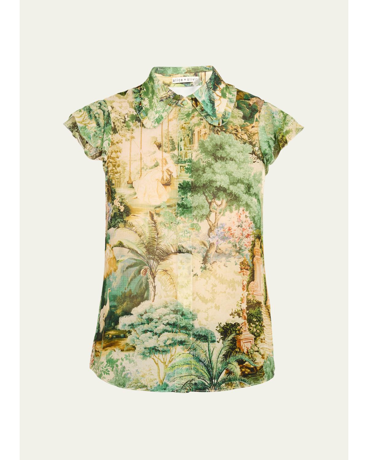 Martel Flutter-Sleeve Blouse