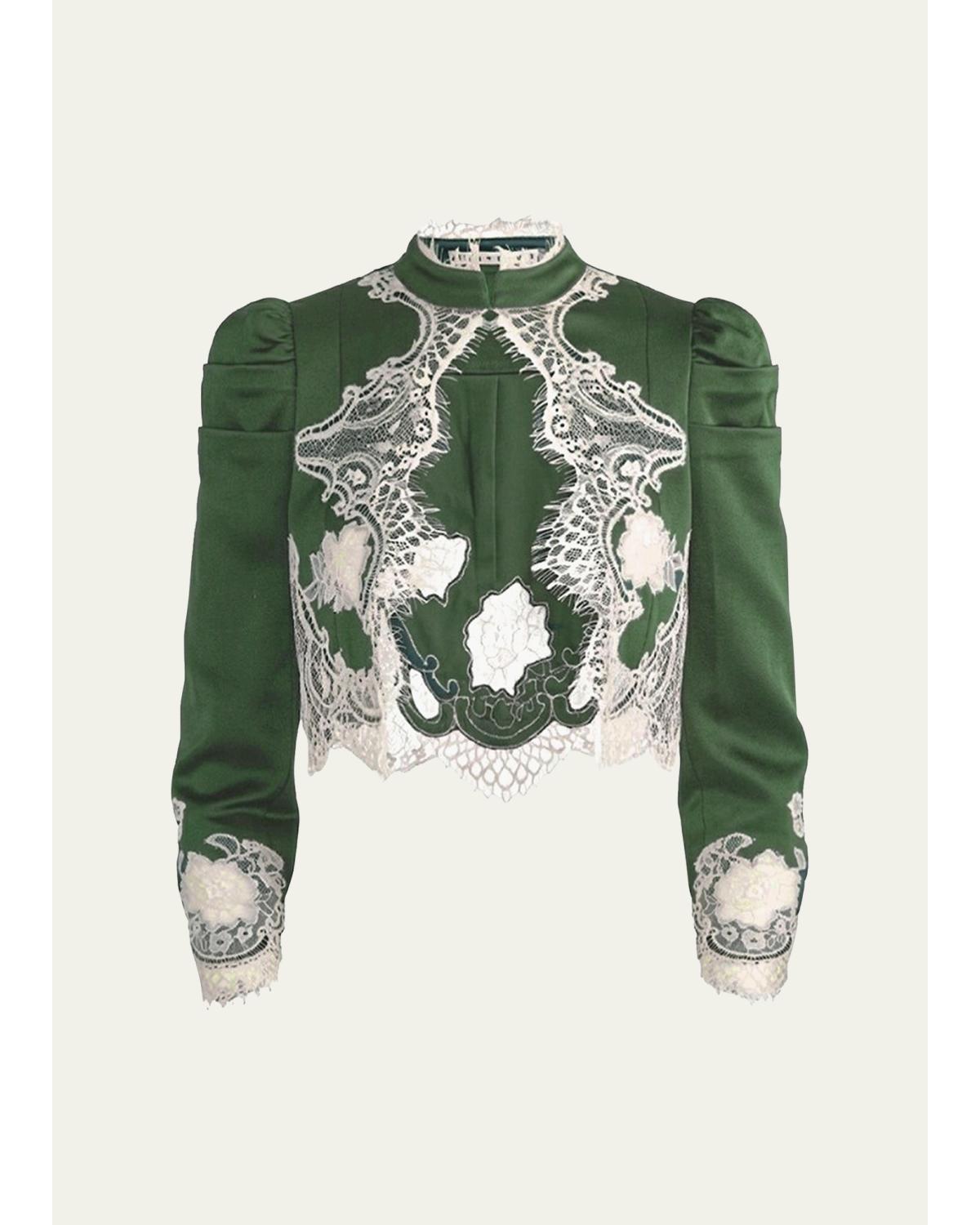 Thomasina Lace-Trimmed Crop Jacket