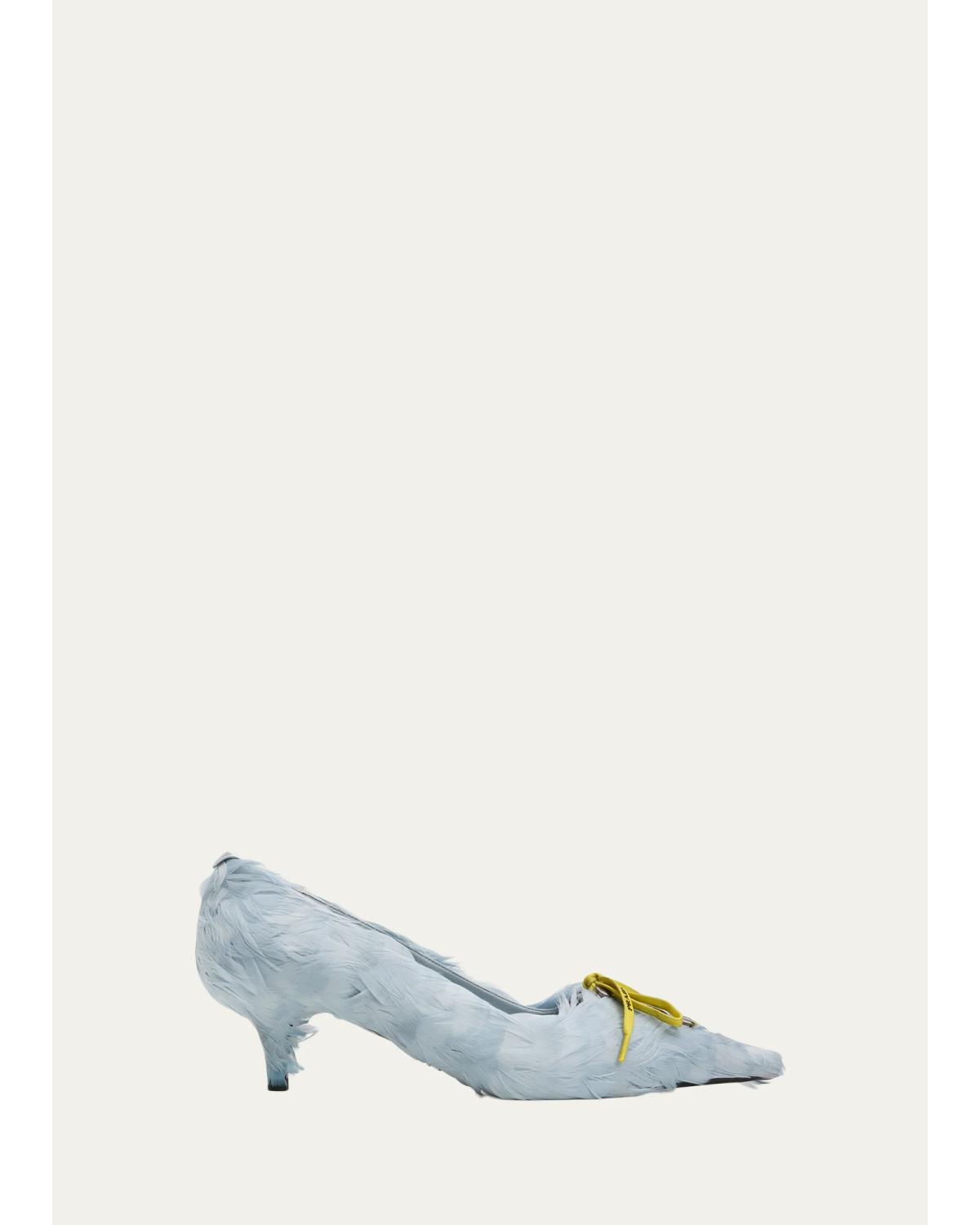 55Mm Feather Lace-Up Pumps