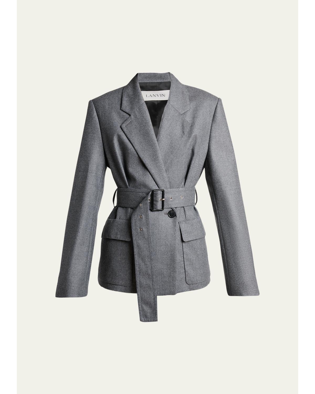 Belted Wool Flannel Jacket