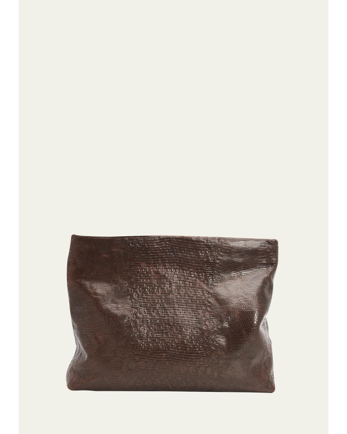 Jerry Lizard-Embossed Leather Clutch Bag