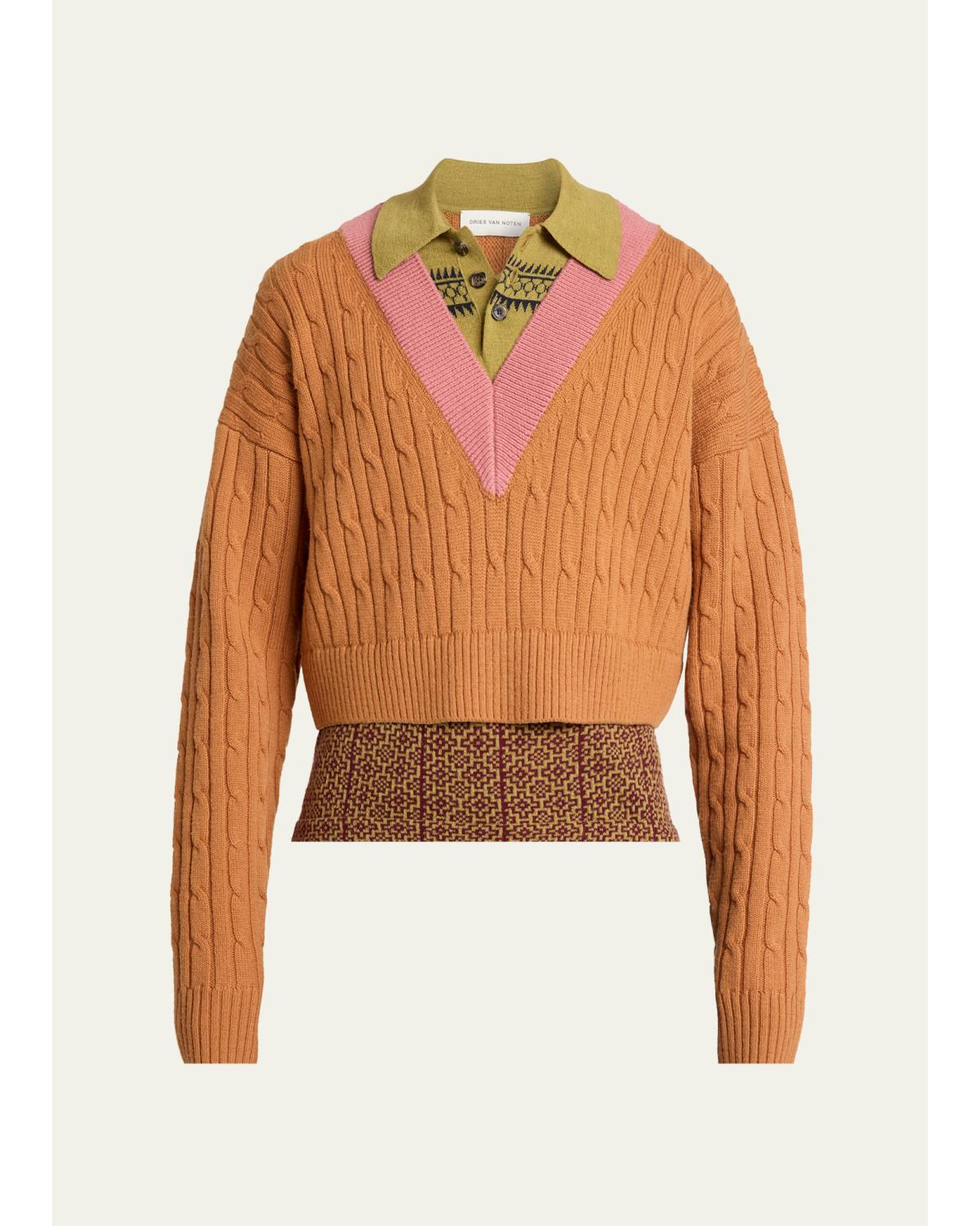 Men'S Layered Polo Sweater