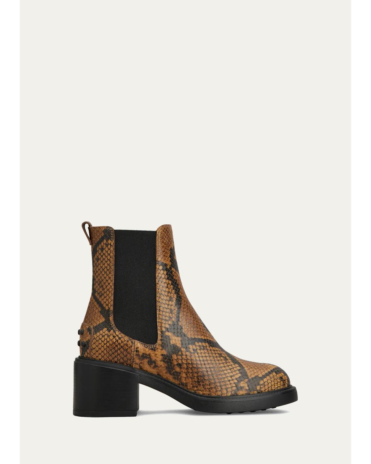 60Mm Snake-Printed Leather Chelsea Boots